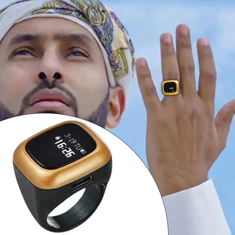Smart Digital Prayer Counter Ring – Zikr & Tasbih Finger Counter with Time Display | S, M & L