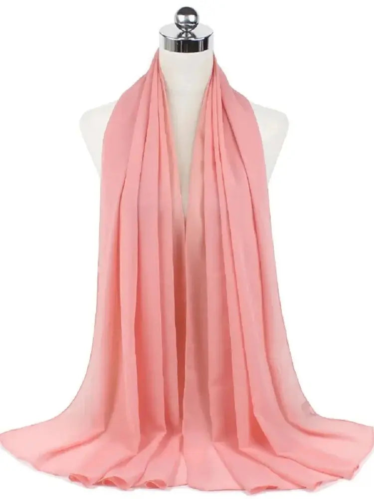 Solid Chiffon Hijab Scarf & Shawl for Women | Ready-to-Wear Muslim Headscarf | 65 Colors