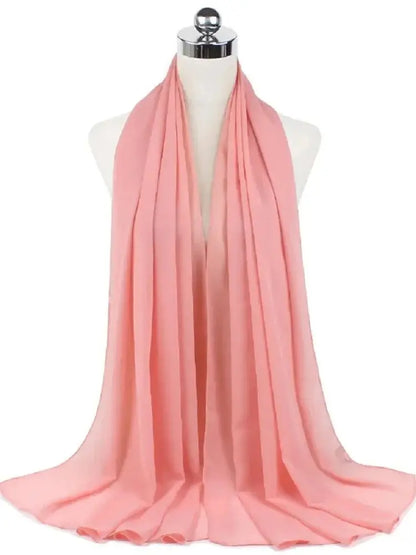 Solid Chiffon Hijab Scarf & Shawl for Women | Ready-to-Wear Muslim Headscarf | 65 Colors