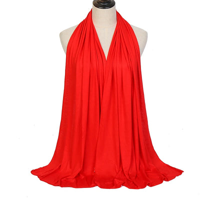 Jersey Hijab Scarf - 170x60cm Solid Color Stretch Polyester Shawl