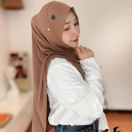 Women's Amira Pull-On Hijab with Chin Part – XL Jersey Inner Scarf