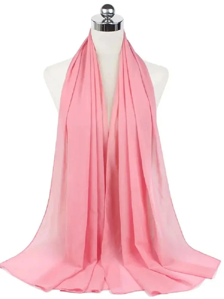 Solid Chiffon Hijab Scarf & Shawl for Women | Ready-to-Wear Muslim Headscarf | 65 Colors