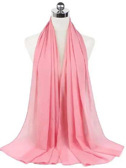 Solid Chiffon Hijab Scarf & Shawl for Women | Ready-to-Wear Muslim Headscarf | 65 Colors