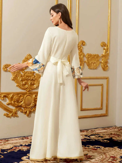 Gold Embroidered Moroccan Kaftan - Modest Maxi Dress