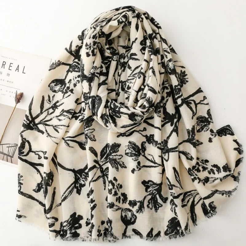 Printed Tassel Hijab Scarf & Shawl for Women | 88×180cm Bohemian Wrap | 60 Designs