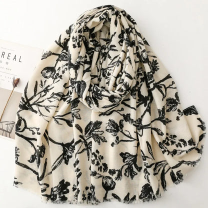 Printed Tassel Hijab Scarf & Shawl for Women | 88×180cm Bohemian Wrap | 60 Designs