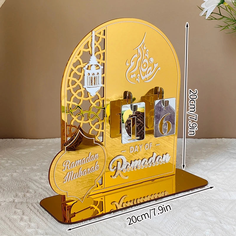 Ramadan Countdown Calendar – Acrylic Eid Mubarak Ornament with Interchangeable Numbers | 11 Designs