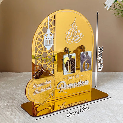 Ramadan Countdown Calendar – Acrylic Eid Mubarak Ornament with Interchangeable Numbers | 11 Designs