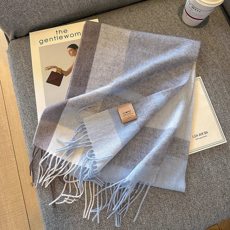 100% Wool Plaid Winter Scarf & Shawl – Long Warm Wrap & Hijab for Women (47 Colors)