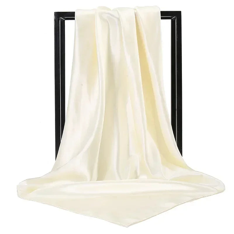 Satin Silk Square Hijab Scarf for Women | 90×90cm Shiny Solid Wrap | 32 Colors