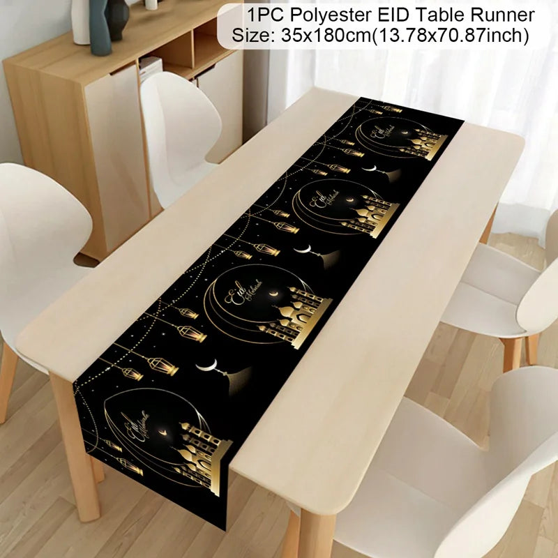 Ramadan Table Runner - Eid Mubarak Cloth Decoration 180x35cm