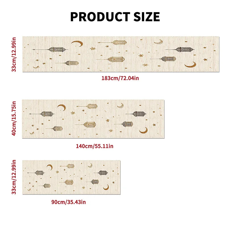 Ramadan Star & Lantern Table Runner | Eid Mubarak Home Decor | 3 Sizes