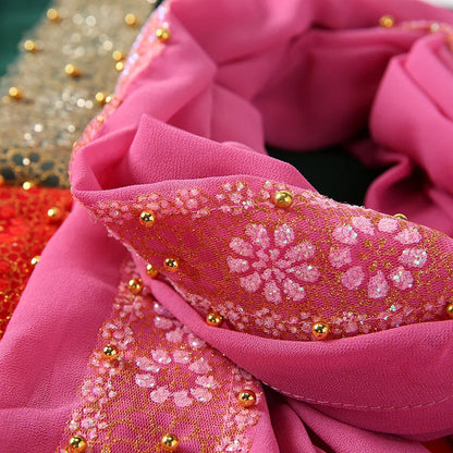 Women's Beaded Lace Chiffon Hijab Scarf – Elegant Islamic Headscarf