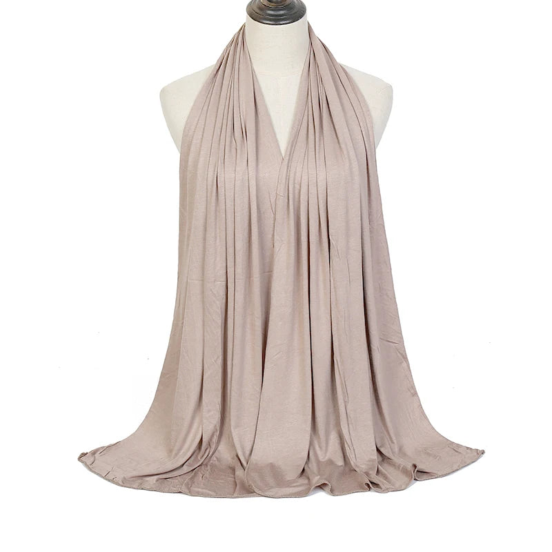 Jersey Hijab Scarf - 170x60cm Solid Color Stretch Polyester Shawl