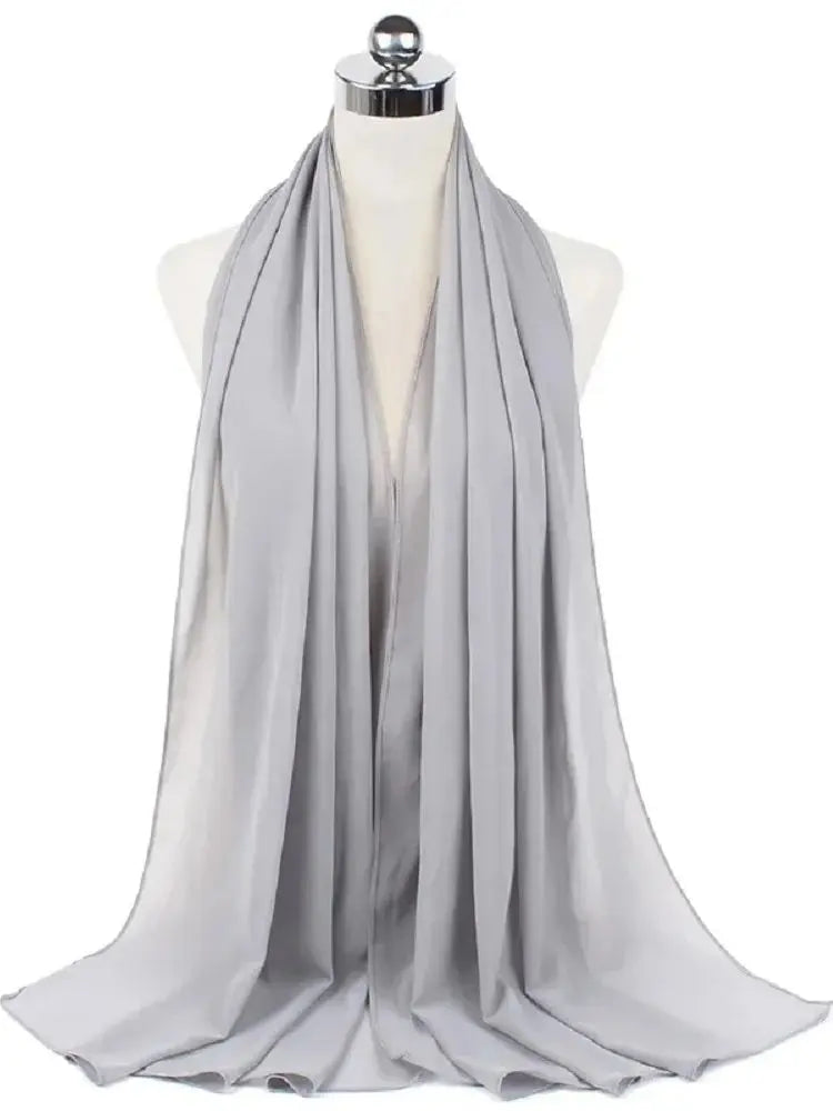 Solid Chiffon Hijab Scarf & Shawl for Women | Ready-to-Wear Muslim Headscarf | 65 Colors