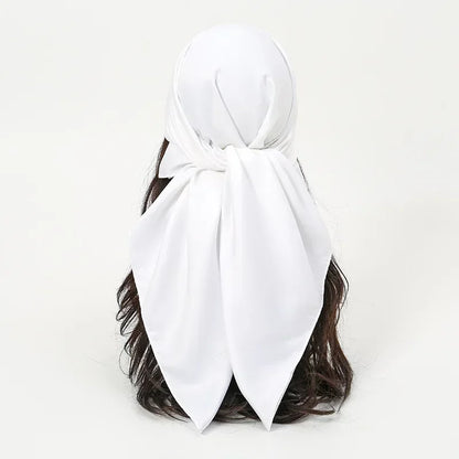 Satin Silk Square Hijab Scarf for Women | 90×90cm Shiny Solid Wrap | 32 Colors
