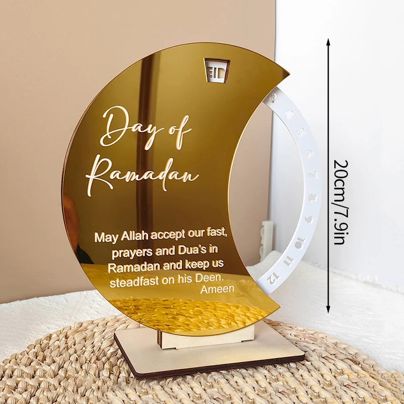 Ramadan Countdown Calendar – Acrylic Eid Mubarak Ornament with Interchangeable Numbers | 11 Designs