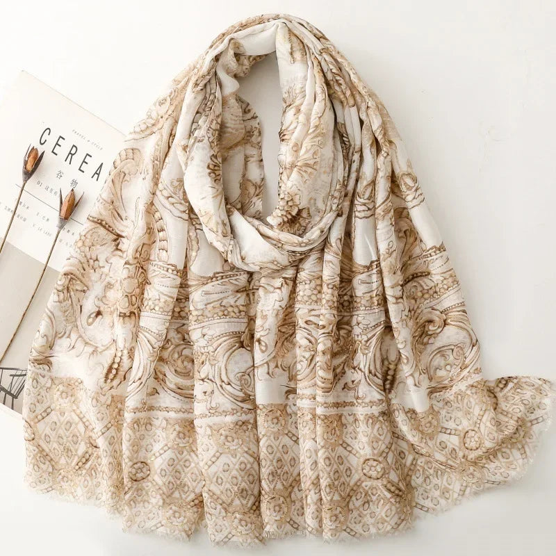 Printed Tassel Hijab Scarf & Shawl for Women | 88×180cm Bohemian Wrap | 60 Designs
