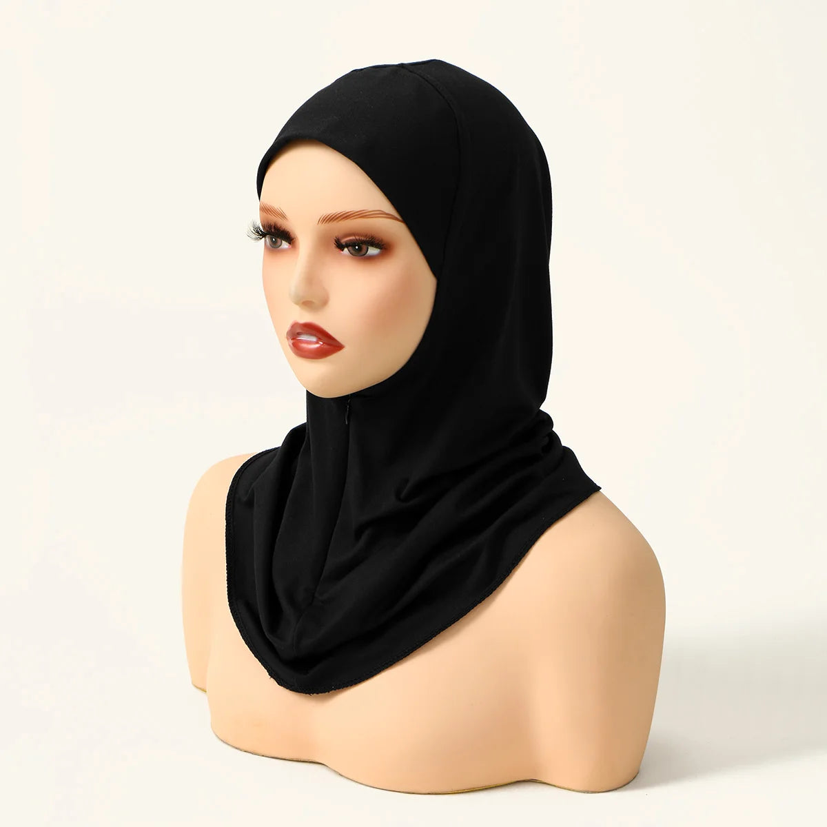 Women's Zipper Hijab Inner Cap – Milk Silk Modal Underscarf with Chain Detail