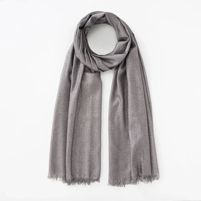 Shiny Fringe Hijab Shawl - 200x80cm Rayon Solid Color Women's Head Wrap
