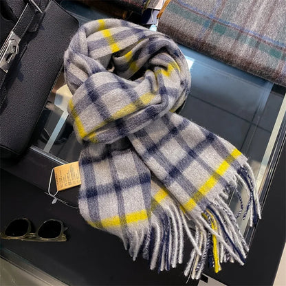 100% Wool Plaid Winter Scarf & Shawl – Long Warm Wrap & Hijab for Women (47 Colors)