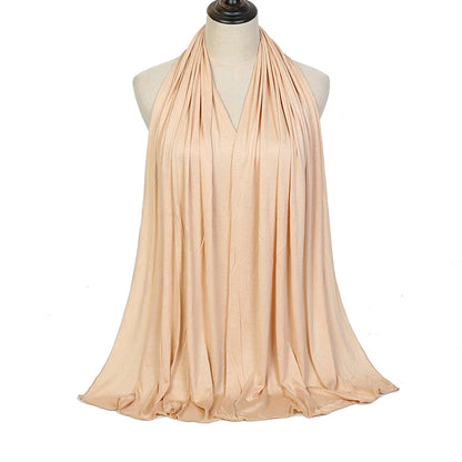 Jersey Hijab Scarf - 170x60cm Solid Color Stretch Polyester Shawl