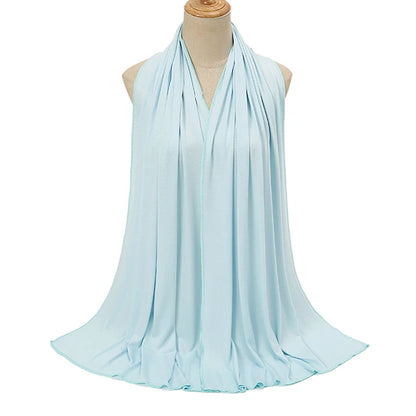 Jersey Hijab Scarf - 170x60cm Solid Color Stretch Polyester Shawl