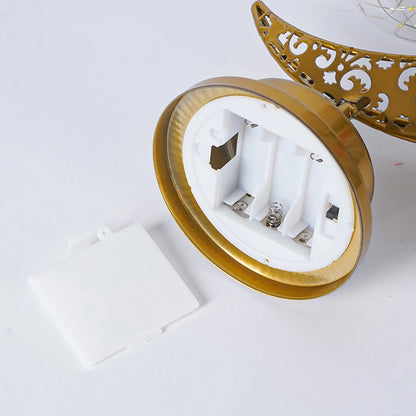 Ramadan Crescent Moon Table Lamp - Gold Hollow Night Light