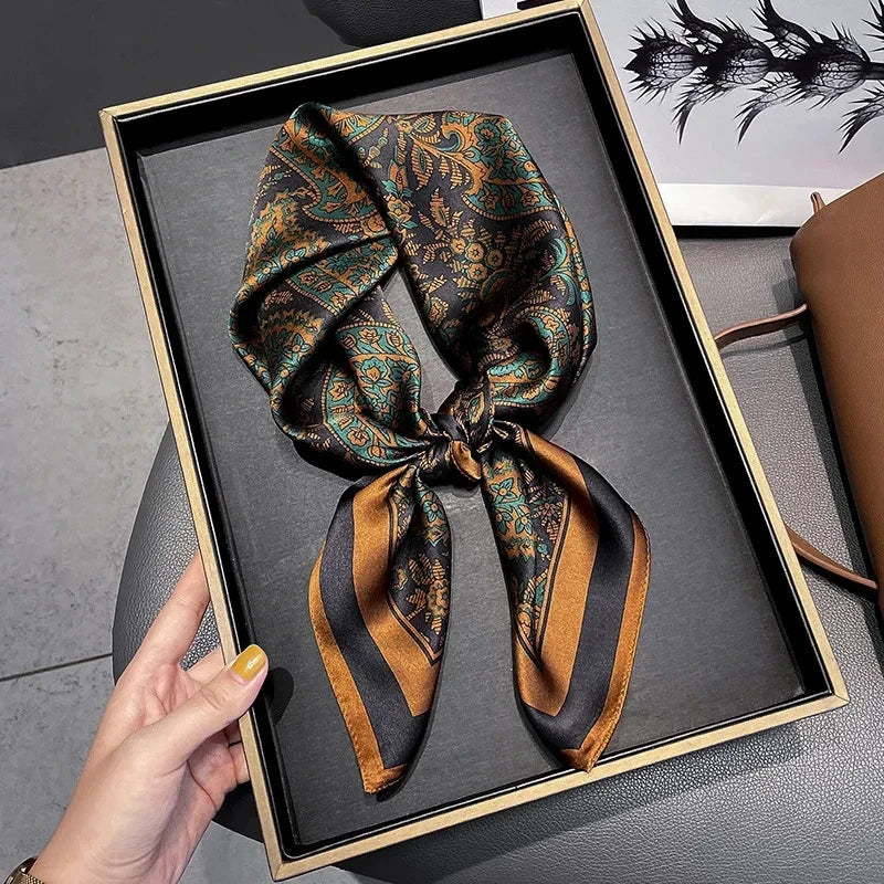 Silk-Feel Square Scarf – 70x70cm Satin Hijab, Hair Bandana & Neck Wrap (21 Colors)