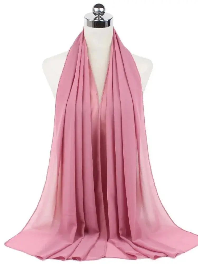 Solid Chiffon Hijab Scarf & Shawl for Women | Ready-to-Wear Muslim Headscarf | 65 Colors