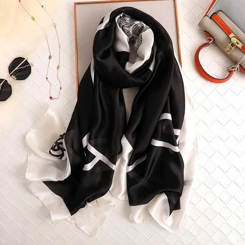 Printed Polyester Hijab Scarf & Shawl - 180x90cm Women's Wrap