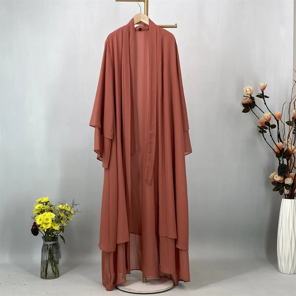 Women's Chiffon Open Abaya – Lightweight Modest Robe with Sash