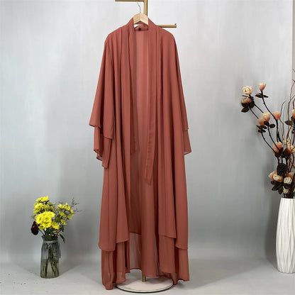 Women's Chiffon Open Abaya – Lightweight Modest Robe with Sash