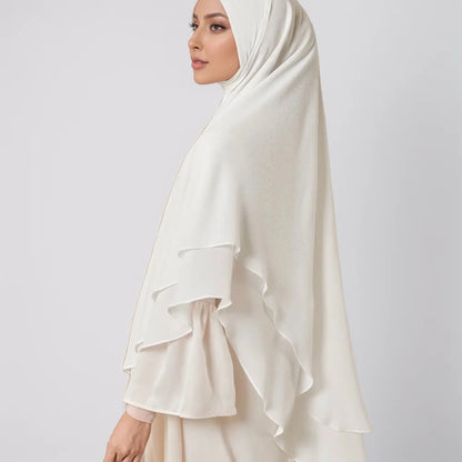 Double-Layer Instant Hijab – Solid-Color Headscarf