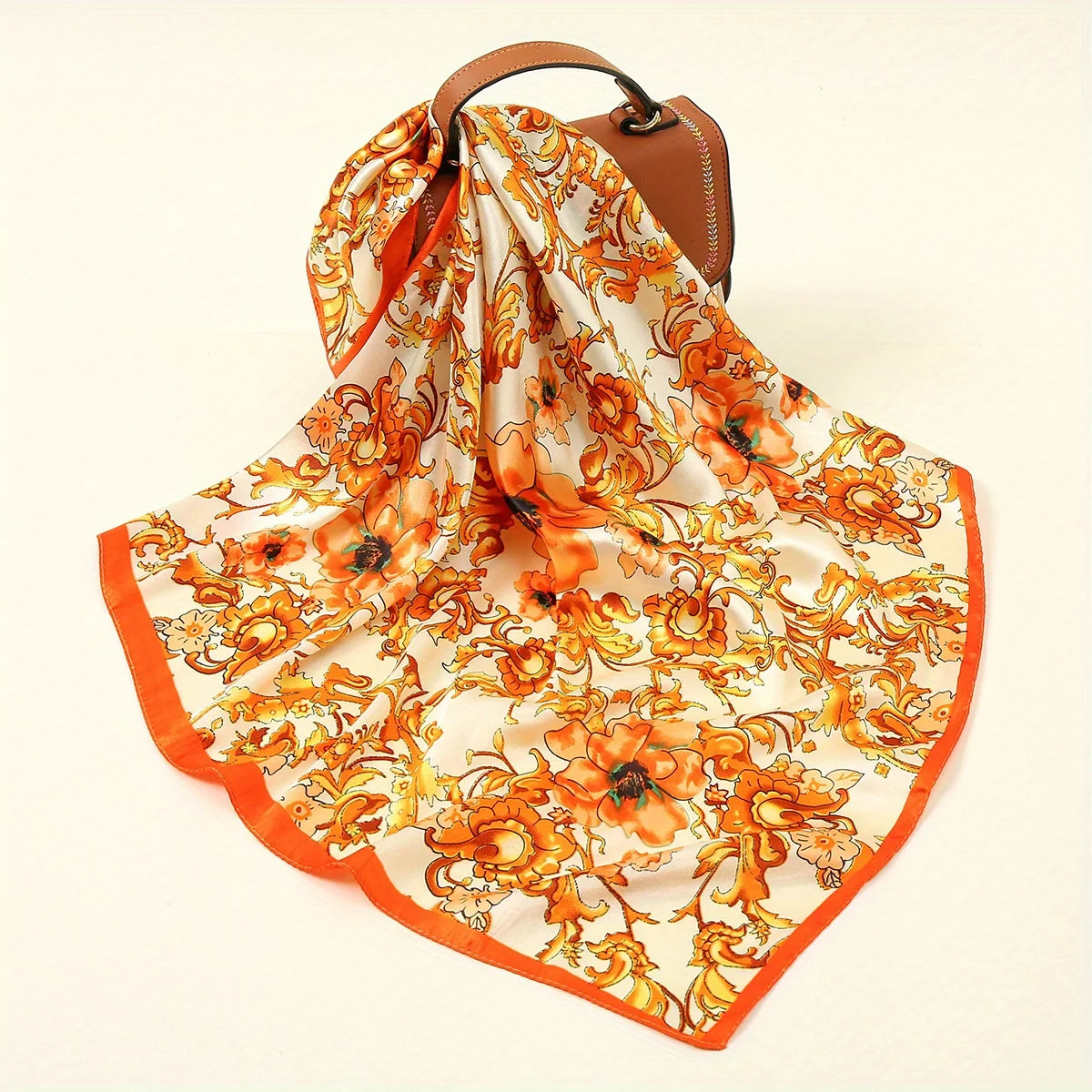 Printed Satin-Feel Square Scarf – Silk-Look Hijab, Turban & Head Wrap for Women | Multiple Sizes & Prints