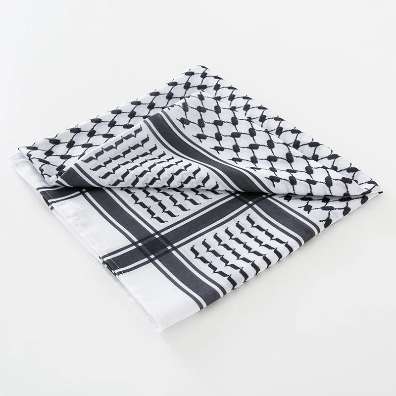 Unisex Arab Keffiyeh Square Scarf – Tactical Desert Headwrap & Neck Scarf