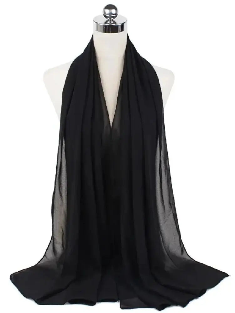 Solid Chiffon Hijab Scarf & Shawl for Women | Ready-to-Wear Muslim Headscarf | 65 Colors