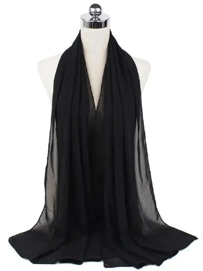 Solid Chiffon Hijab Scarf & Shawl for Women | Ready-to-Wear Muslim Headscarf | 65 Colors