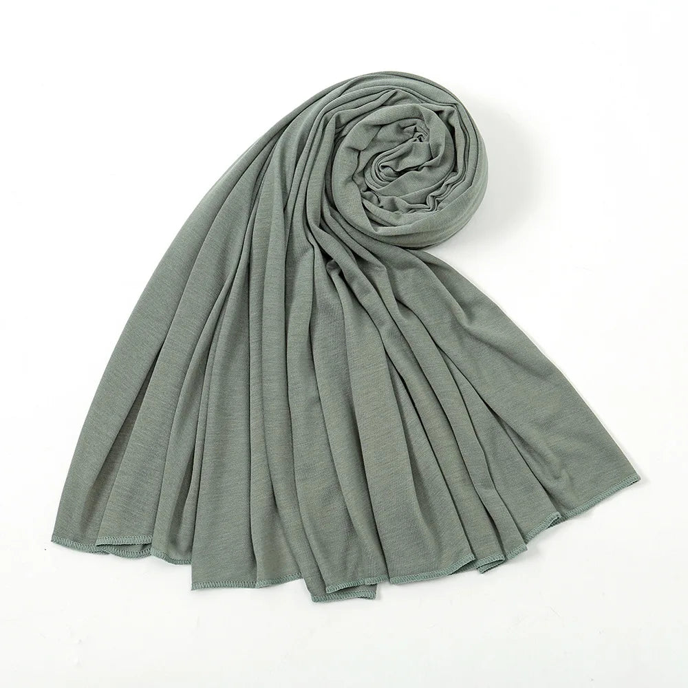 Women's Plain Cotton Jersey Hijab Scarf – Long Soft Shawl, 39 Colors