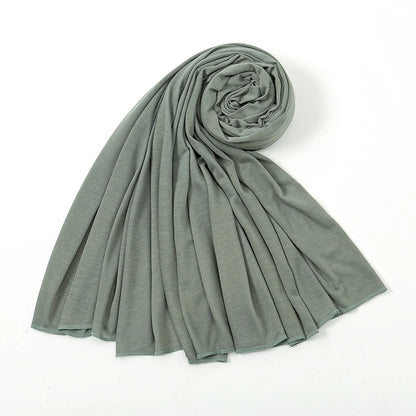 Women's Plain Cotton Jersey Hijab Scarf – Long Soft Shawl, 39 Colors