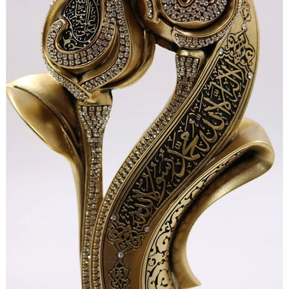 Allah & Muhammad Gold Showpiece – Tawhid Islamic Table Decor with Rhinestones
