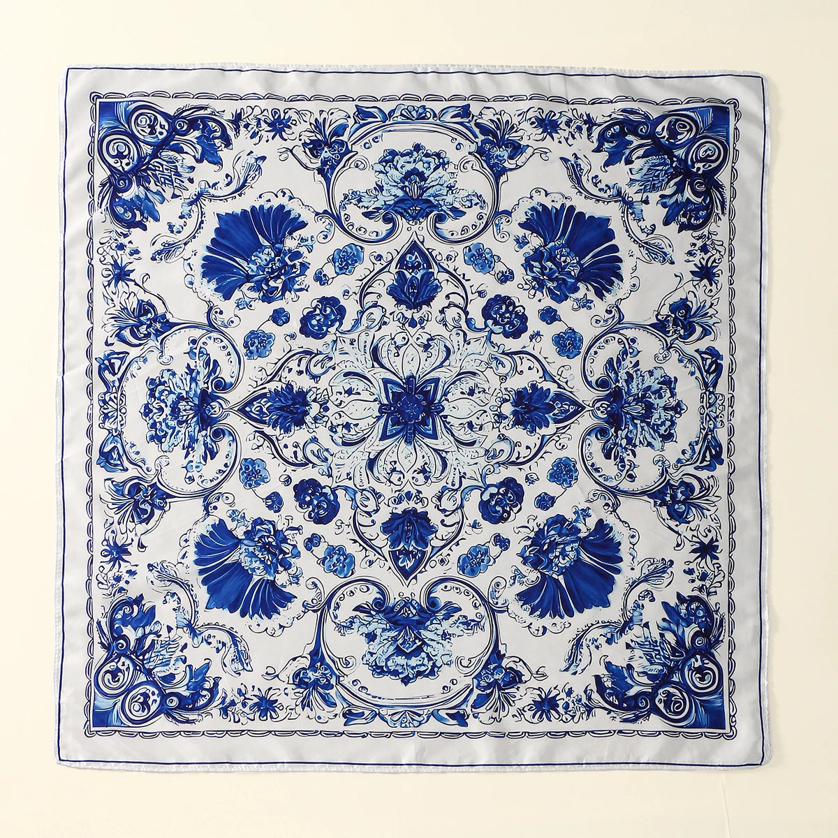 Printed Satin-Feel Square Scarf – Silk-Look Hijab, Turban & Head Wrap for Women | Multiple Sizes & Prints
