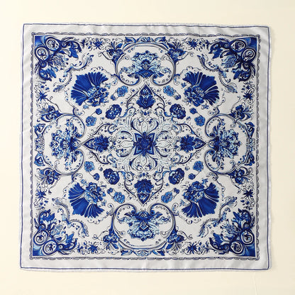 Printed Satin-Feel Square Scarf – Silk-Look Hijab, Turban & Head Wrap for Women | Multiple Sizes & Prints