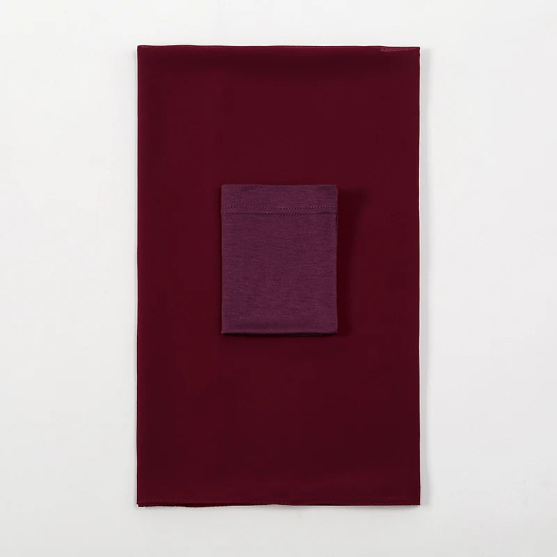 2-Piece Chiffon Hijab & Matching Undercap Set – Plain Shawl with Inner Cap for Women | 42 Colors