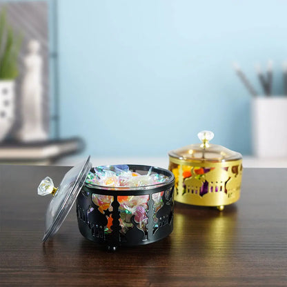 Ramadan & Eid Metal Candy Serving Tray with Decorative Lid