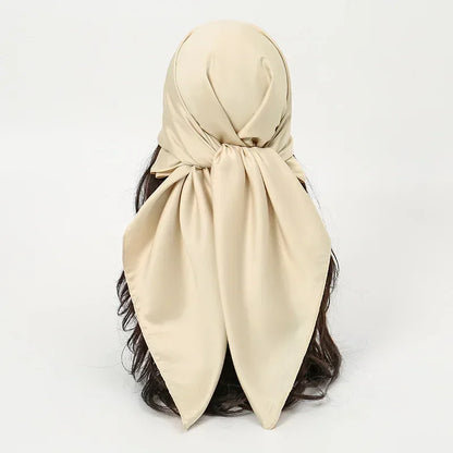 Satin Silk Square Hijab Scarf for Women | 90×90cm Shiny Solid Wrap | 32 Colors