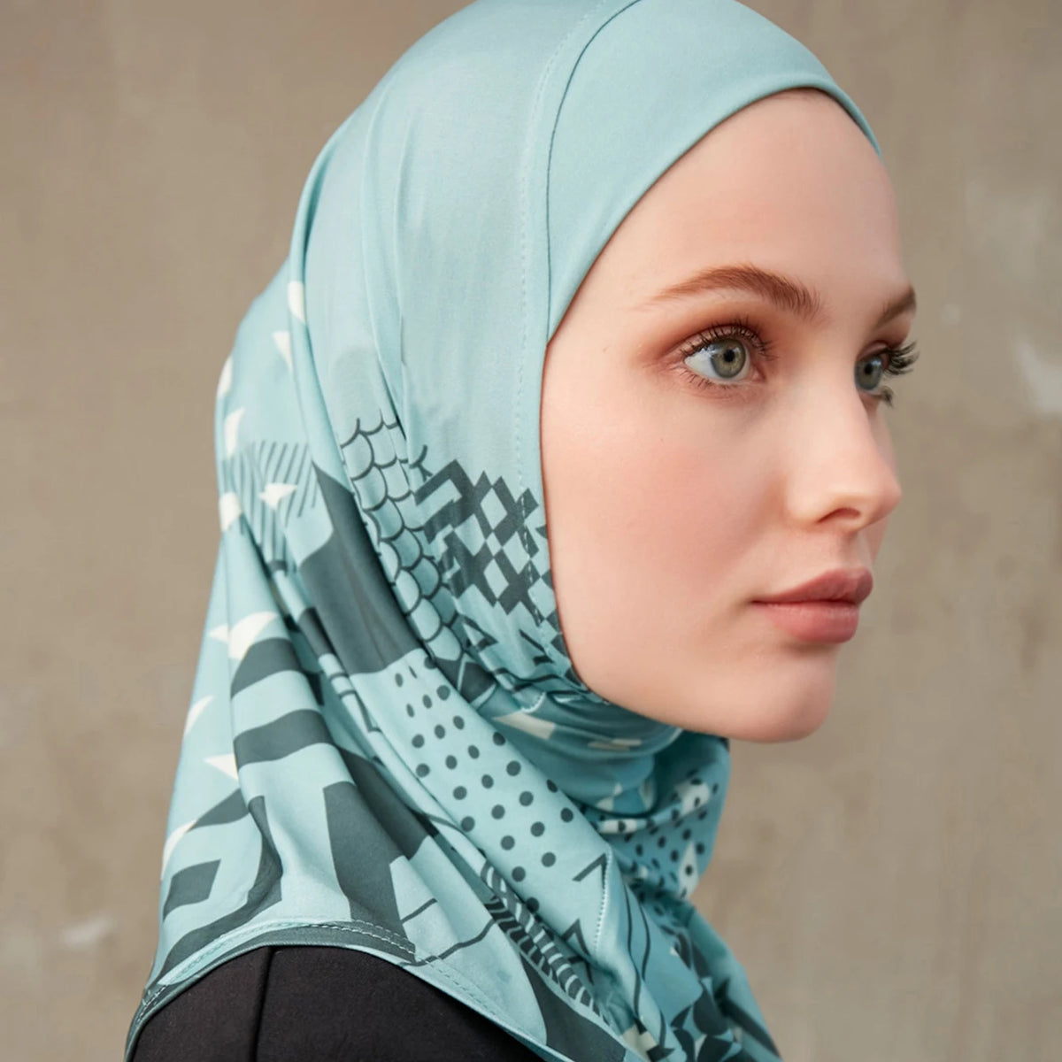 Geometric Print Inner Hijab – Stretch Instant Turban