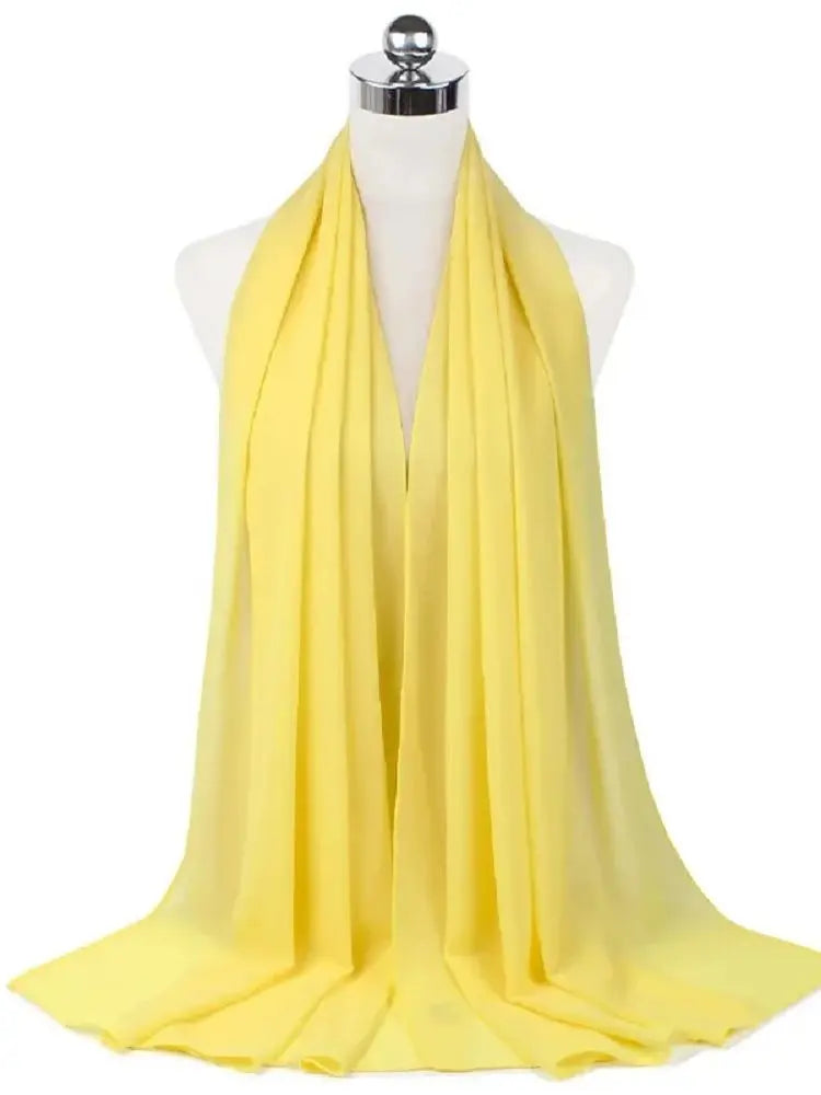 Solid Chiffon Hijab Scarf & Shawl for Women | Ready-to-Wear Muslim Headscarf | 65 Colors