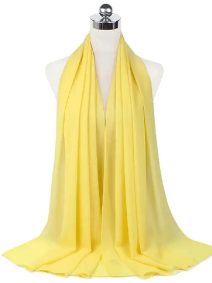 Solid Chiffon Hijab Scarf & Shawl for Women | Ready-to-Wear Muslim Headscarf | 65 Colors