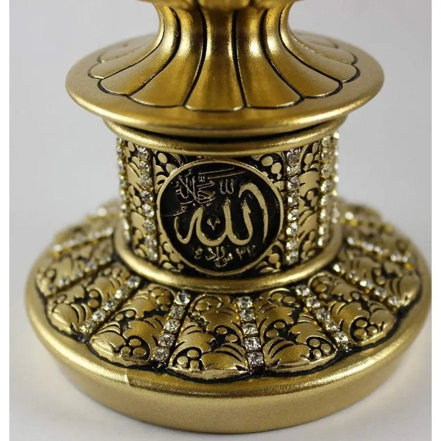 Gold Egg Sculpture with 99 Names of Allah – Rhinestone Islamic Home Decor (2 Sizes)